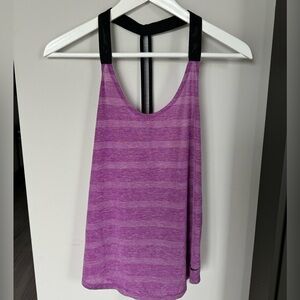 Nike Dry Fit Elastika Elevate Purple Stripe Loose Fit T-Back Tank Top